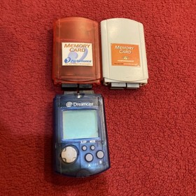Sega Dreamcast Clear Blue Controller HKT-7700 with Blue VMU - TESTED!