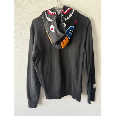 A Bathing Ape men s size M Black men s Graphic Shark-Print Hoodie Sweater