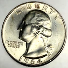 1964-D Washington 90% Silver Quarter Gem BU Brilliant Uncirculated -3863