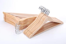 TOPIA Premium Wooden Hangers with Extra Thick Hook and Non Slip Pants Bar, Luxur
