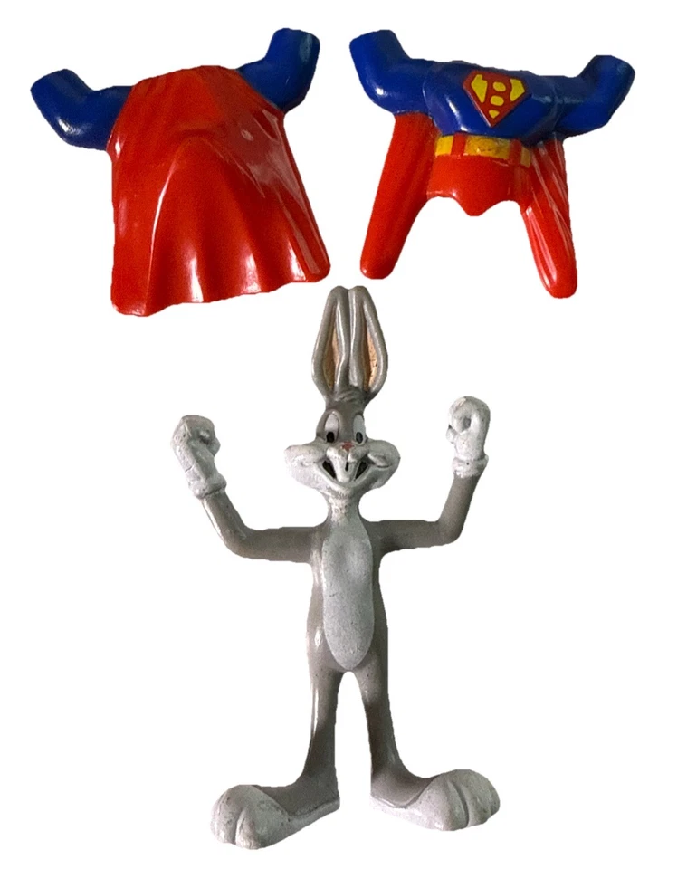 1991 McDonalds Happy Meal Toy Super Looney Tunes Bugs Bunny 3.5” Superman Figure - Image 3 of 3