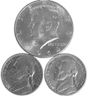 1964-D Kennedy Half 90% Silver & 1964 & 64D Jefferson Nickels All AU/UNC   #5625