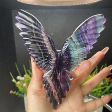 0.6LB 8.4" Natural Rainbow Influorite Wings Crystal Quartz Reiki Decor Healing