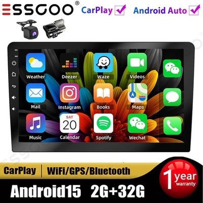 9 Inch Double 2Din DVR+ Carplay Car Stereo Radio Android 15.0 Wifi FM 2+32GB AHD