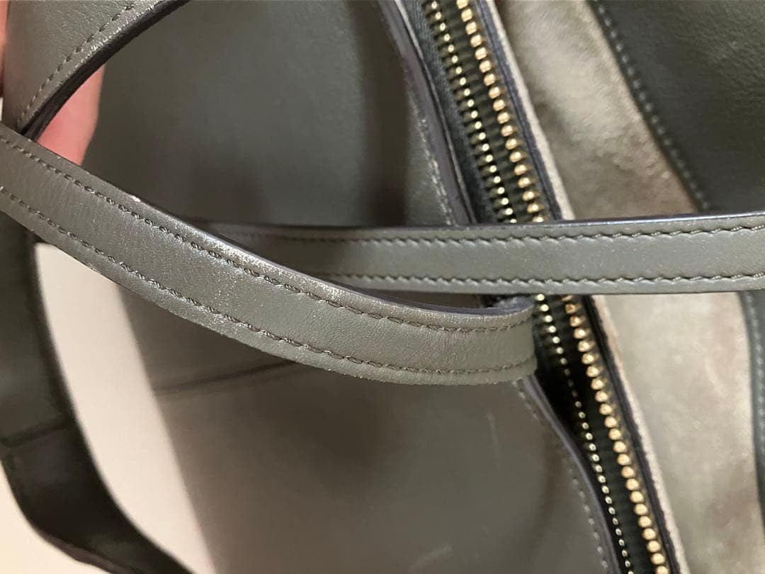 Celine Tri-Fold Shoulder Bag Medium Dark Gray Leather Used Good Rare From Japan image 3