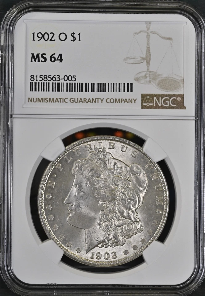 1902 年 O 版摩根银元 1 美元 NGC 评级 MS64 BX9-28