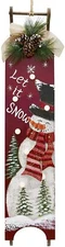 Wooden Christmas Sled with LED Light Deco Holiday Xmas Sleigh Let It Snow Sign