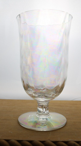 Raro vaso de té helado Fostoria CORAL PEARL 5,8 "es) estilo óptico cortina iridiscente - Imagen 1 de 7