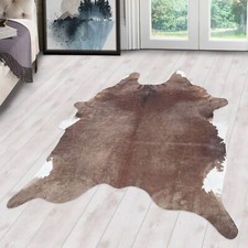 Kunstfell Teppich Waschbar Fellimitat Digitaldruck, Braun - Weiß, Kaminteppich