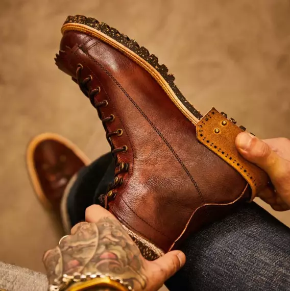 Vintage leather shop motorcycle boots