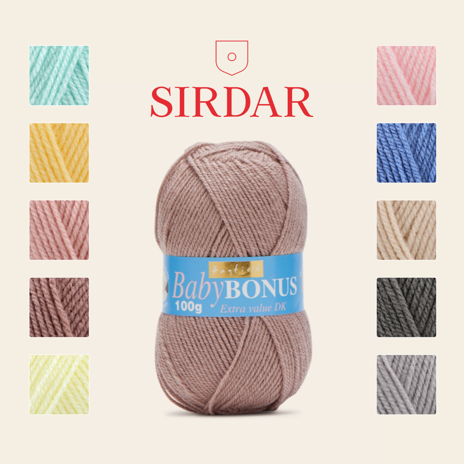 SIRDAR HAYFIELD BABY BONUS DK WOOL/YARN 100G BALLS VARIOUS COLOURS