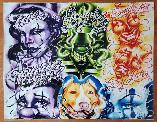Lot Of 9 PREMIUM Boog From The Streets With Love Gangsta Tattoo Flash Sheets - Picture 6 of 13