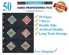 50 Lighthouse Vario 3S Pages 3 Pockets Double Side Black Archival Stock Sheets