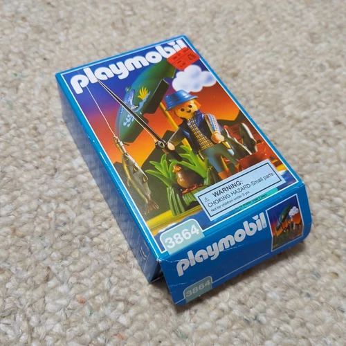 Playmobil 3864 Fisherman with Rod & Accessories 1996 NEW Open Box Vintage