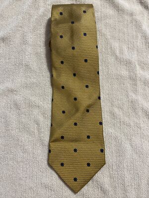 Louis Roth Mens 100% Silk Tie Gol/Blue Floral EUC