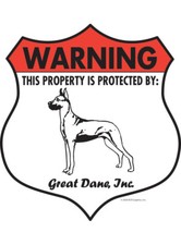 Warning Great Dane Property Protected - Beware Dog Aluminum Dog Sign - 7" x 8"
