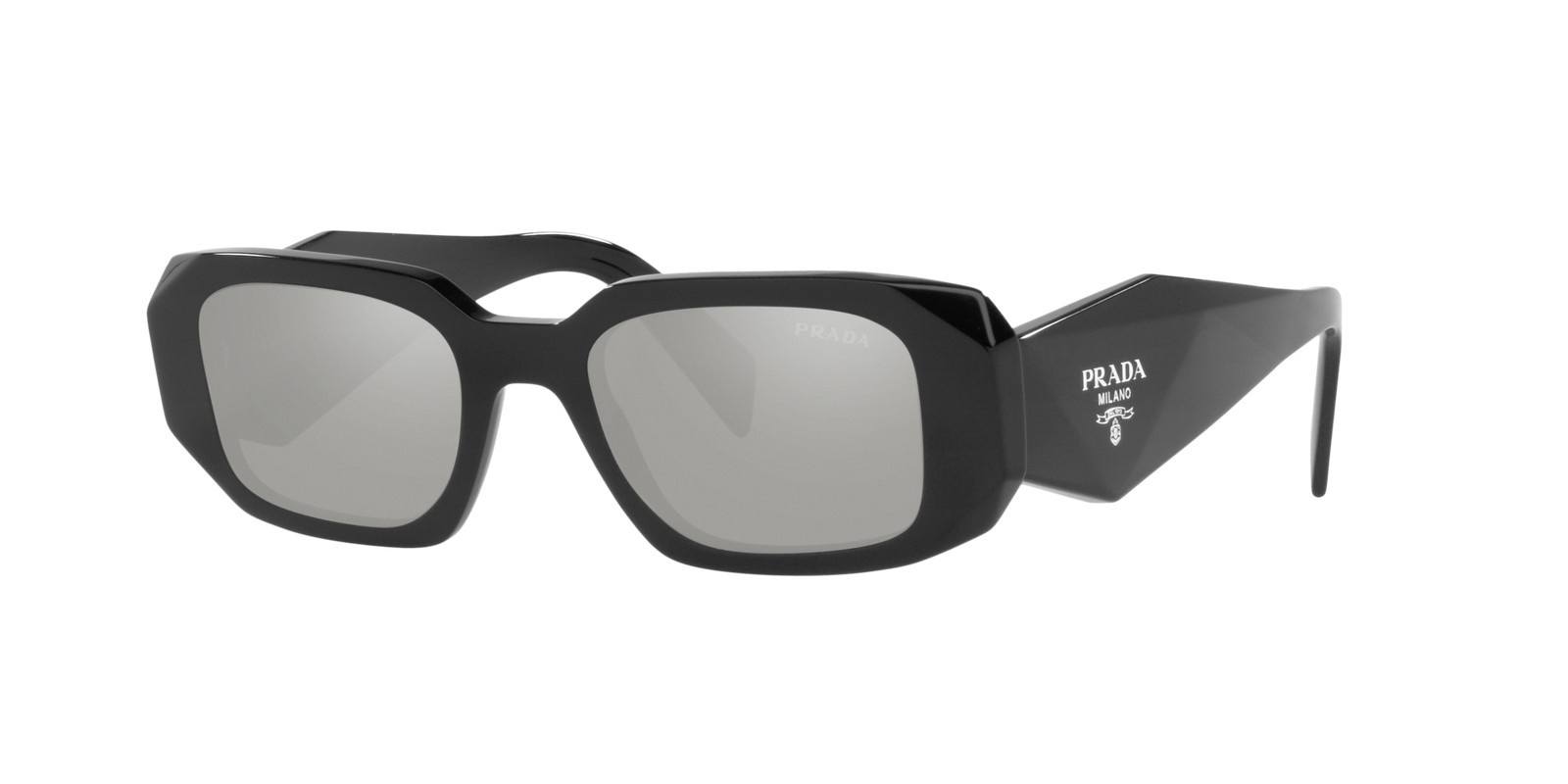 Солнцезащитные очки Prada PR17WS 1AB2B0 49 мм черные / светло-серые зеркальные серебряные линзы