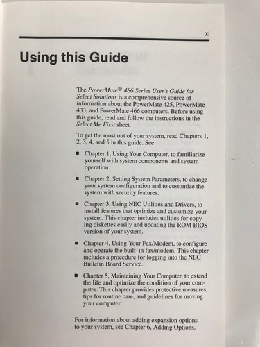 NEC POWERMATE 486 SERIES USER'S GUIDE FOR SELECT SOLUTIONS - 第 6/8 張圖片