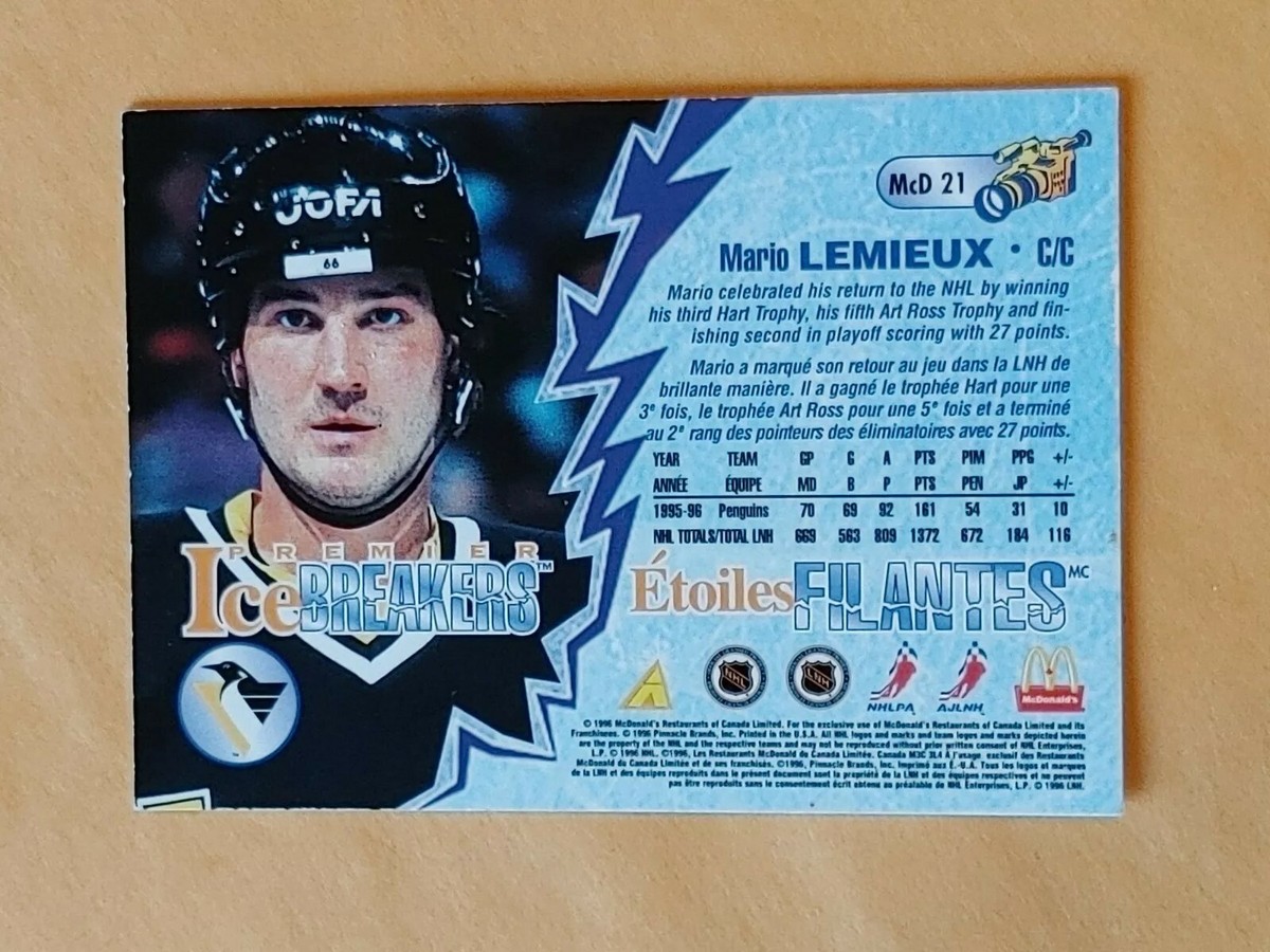 Mario Lemieux 1996-97 Pinnacle McDonald's Ice Breakers 3D Card McD