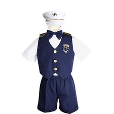 New Infant Boy  Toddler Navy Sailor Formal Shorts Suit Outfit white 0M - 3T