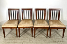SET 4 pz SEDIA ANTICA decò ANNI 40 LEGNO NOCE STOFFA CHAIR DESIGN VINTAGE PRANZO