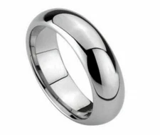 Free Engraving - 6mm High Polished Domed Tungsten Carbide Wedding Band Ring