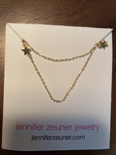 Jennifer Zeuner Gold Plated Double Stars Strand Layered Necklace 16.5"-18.5" NEW - Picture 8 of 9