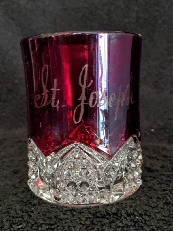Duncan Miller Buttons and Arches Ruby Flash "ST Joseph" 8oz Tumbler c.1900