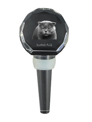 Scottish Fold - Crystal bottle stopper with cat, unique wine stopper with photo,