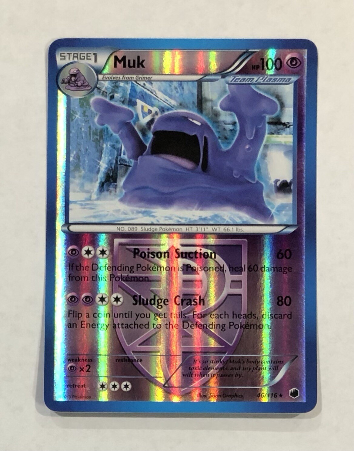 Pokémon MUK Card 46/116 Reverse Holo Rare BW Plasma Freeze LP English Light Play
