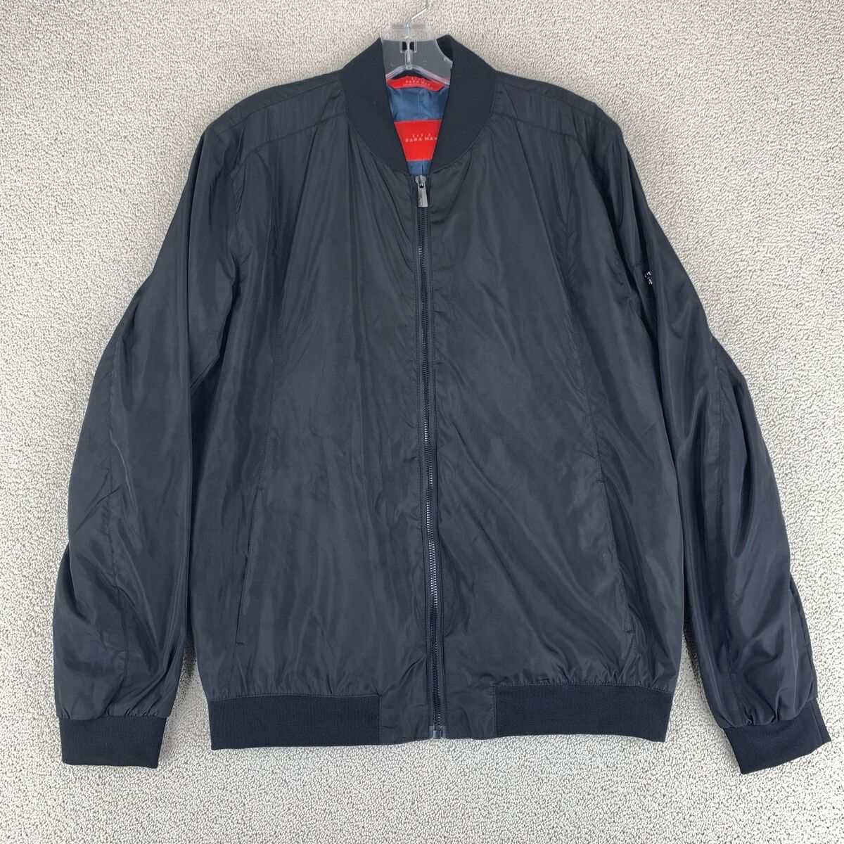 Basic Zara Man Zip Up Track Jacket Men's Large Black Long Basic Zara Man Zip Up Track Jacket Men's Large Black Long