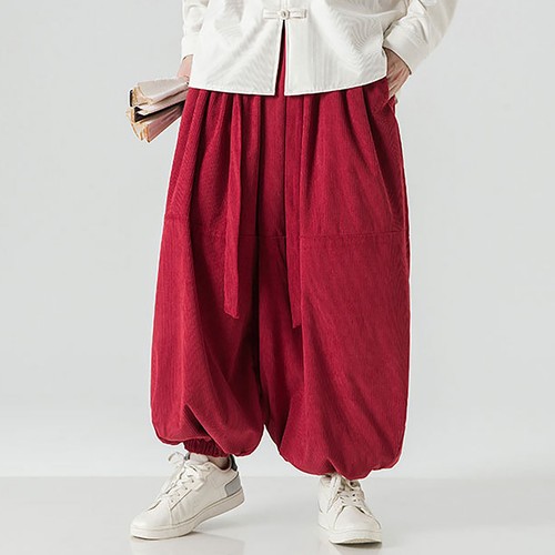 Men Harem Pants Loose Elastic Waist Large Pockets Design Hippie Yoga Drop Pants - Picture 21 of 39