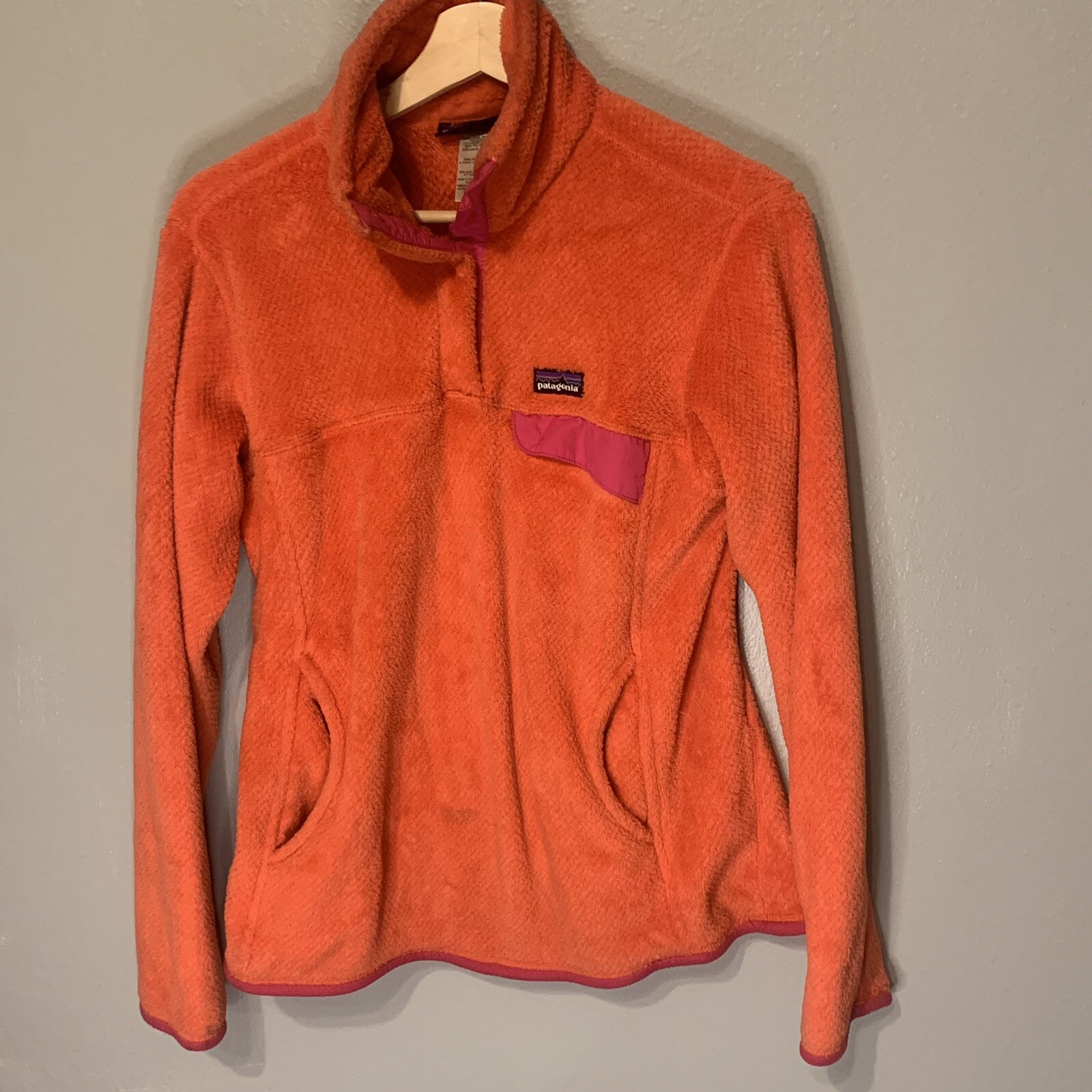 Patagonia Re-Tool Snap-T Fleece Pullover Womens Medium Orange Pink