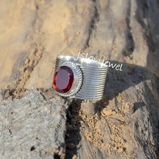 Faceted Garnet Gemstone 925 Sterling Silver Ring Latest Collection Jewelry