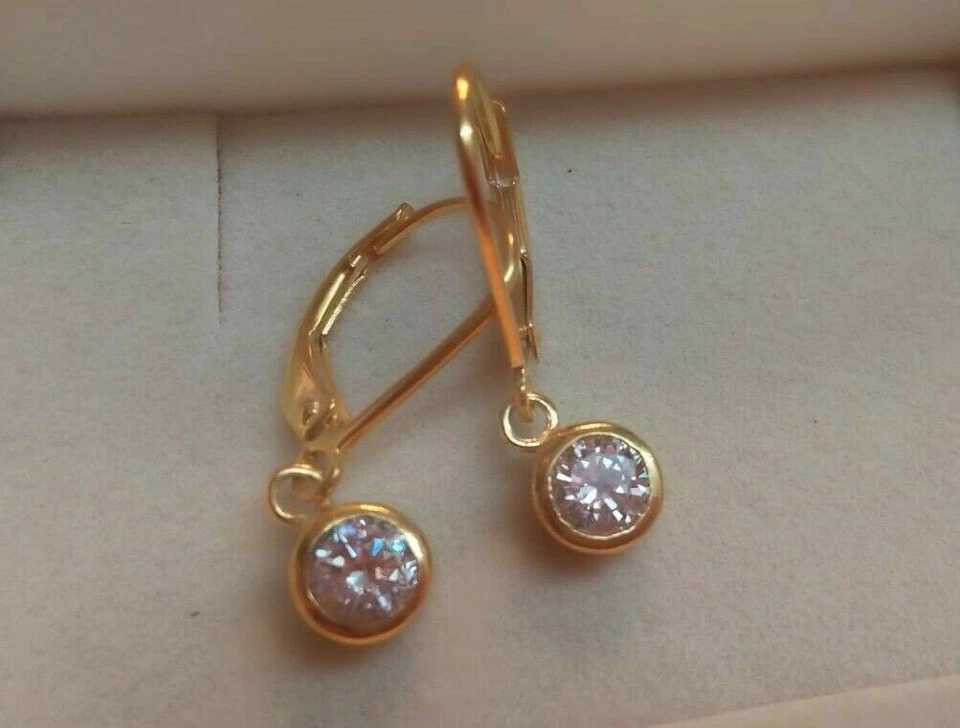 14K Yellow Gold Over Round Diamond-Cut Lab Created Women's Huggie Hoop Earrings - Image 3 of 4