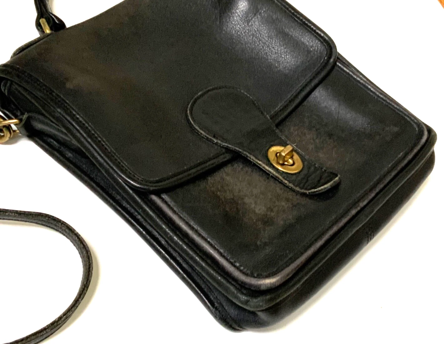 Borsa stazione Coach vintage in pelle marrone E6L 5130 con cinturino