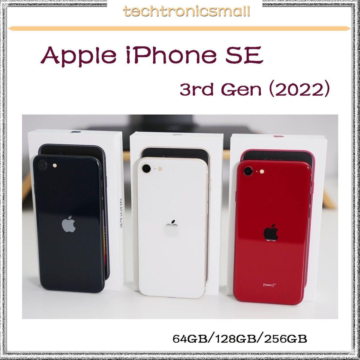 Apple iPhone SE 2022 5G 3rd Gen. A2783 MMXJ3 Midnight 128GB Apple iPhone SE 2022 5G 3rd Gen. A2783 MMXJ3 Midnight 128GB