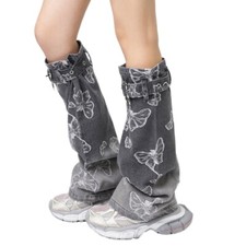 Harajuku Butterfly Buckled Leg Warmer Gradients Jeans Foot Cover Socks
