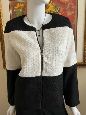 Chico's Women's Multi-Colored Black White Fully Lined Jacket Size M or 1 NEW!