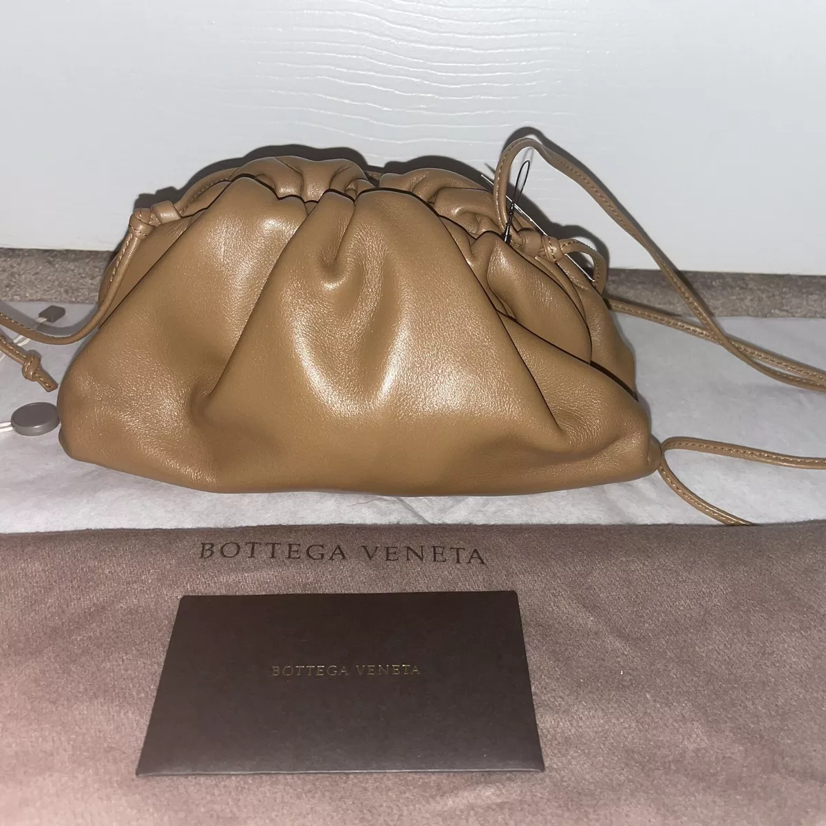NWT Bottega Veneta Mini Cloud Dumpling Teak Leather Crossbody