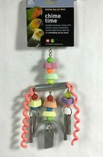 Parrot Cockatiel Hanging Chime Time Monsoon Bird Cage Chew Toy Shiny Chrome