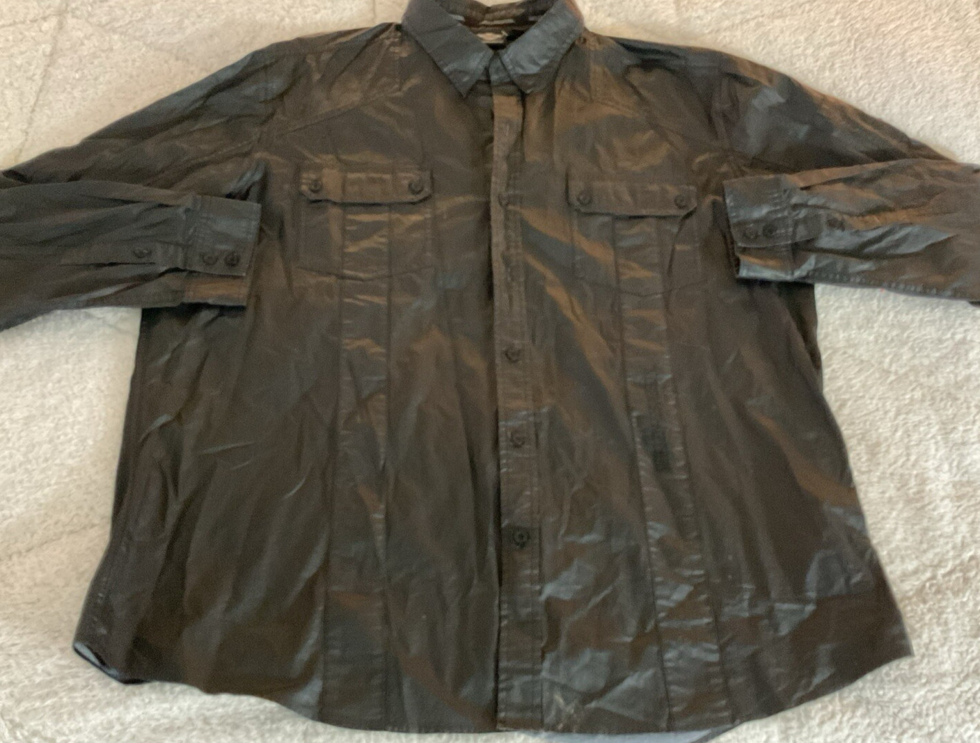 Harley Davidson Solid Black Shirt Jacket Mens But… - image 1