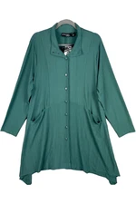 Attitudes by Renee Textured Jersey Button Front Tunic Stormy Sea