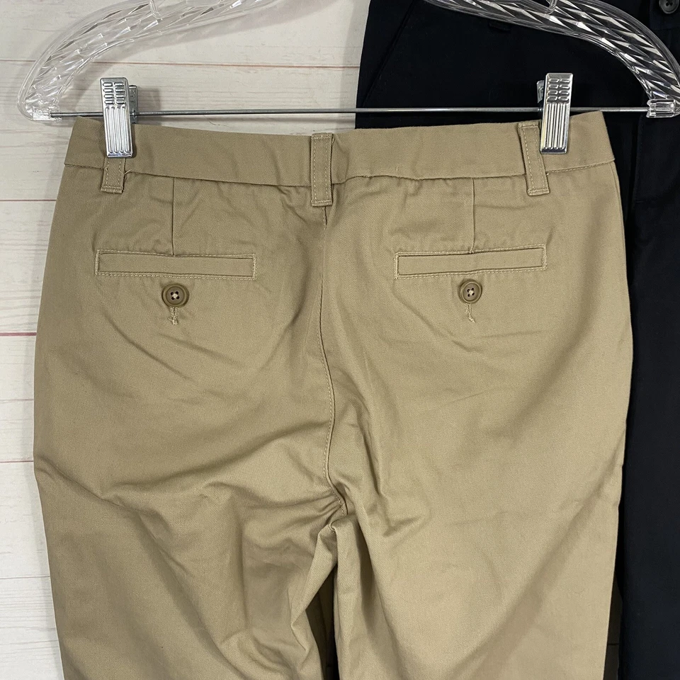 Lote de 2 Pantalones Chinos Escolares Lands End Niñas Talla 16 Cortos Negro/Beige Algodón Foto 4 de 4