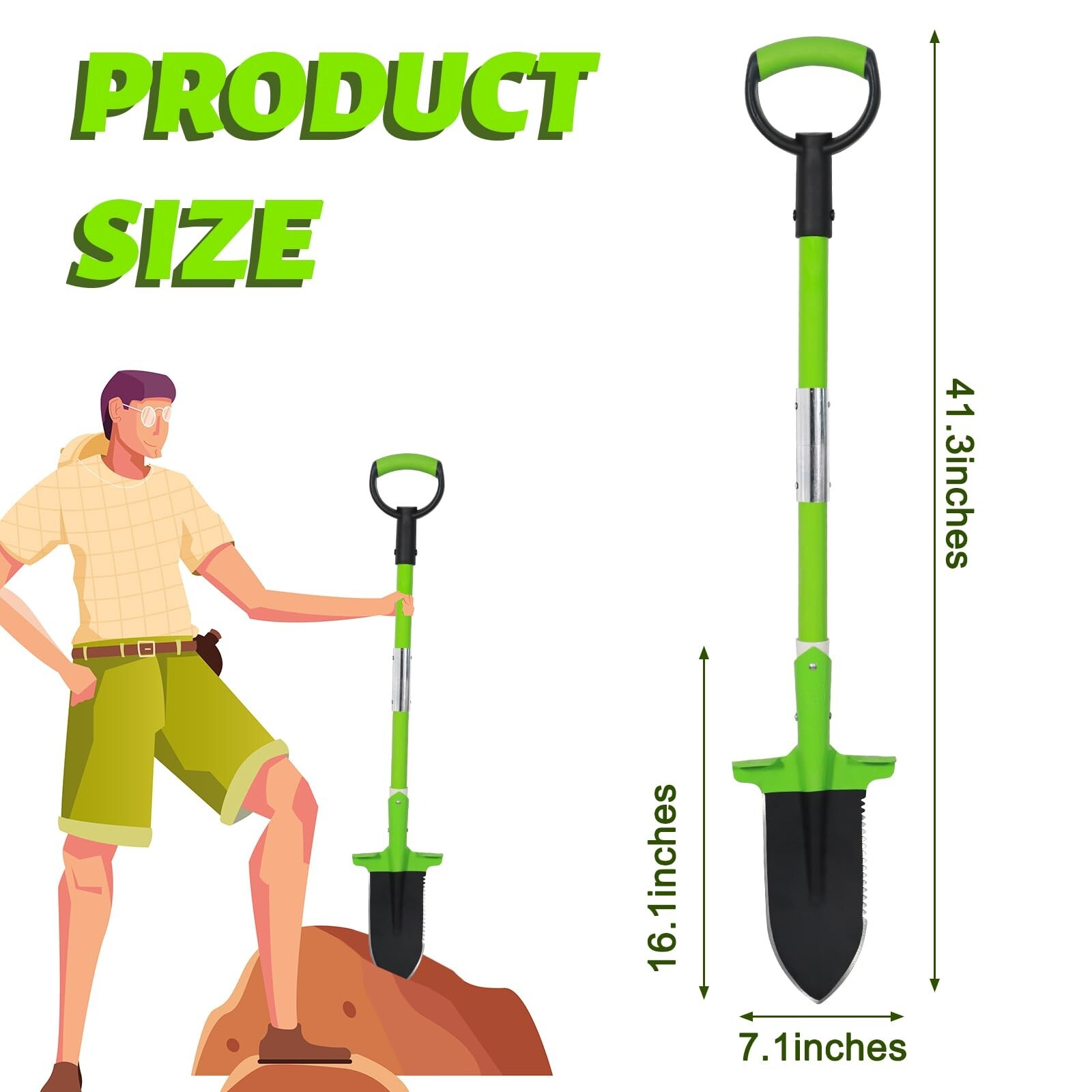 Trench Shovel for Digging Round Pointed Digging Shovel D-Shaped Handle Root Gard