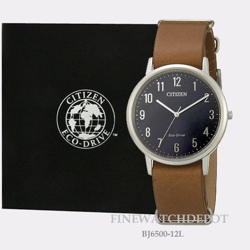 Authentic Citizen Eco-Drive Men's Chandler Carame Brown Leather