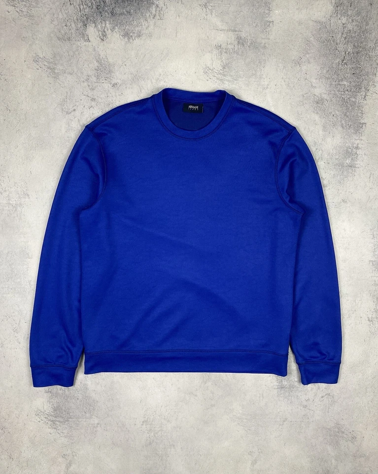 Armani Jeans Mens Blue Sweatshirt Sweater Y2k Emproidered Eagle Logo Size 3XL - image 3 of 4
