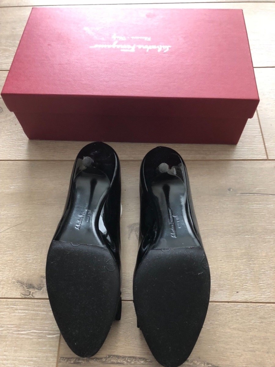 100% Authentic Salvatore Ferragamo Carla 70—Black 6C | eBay