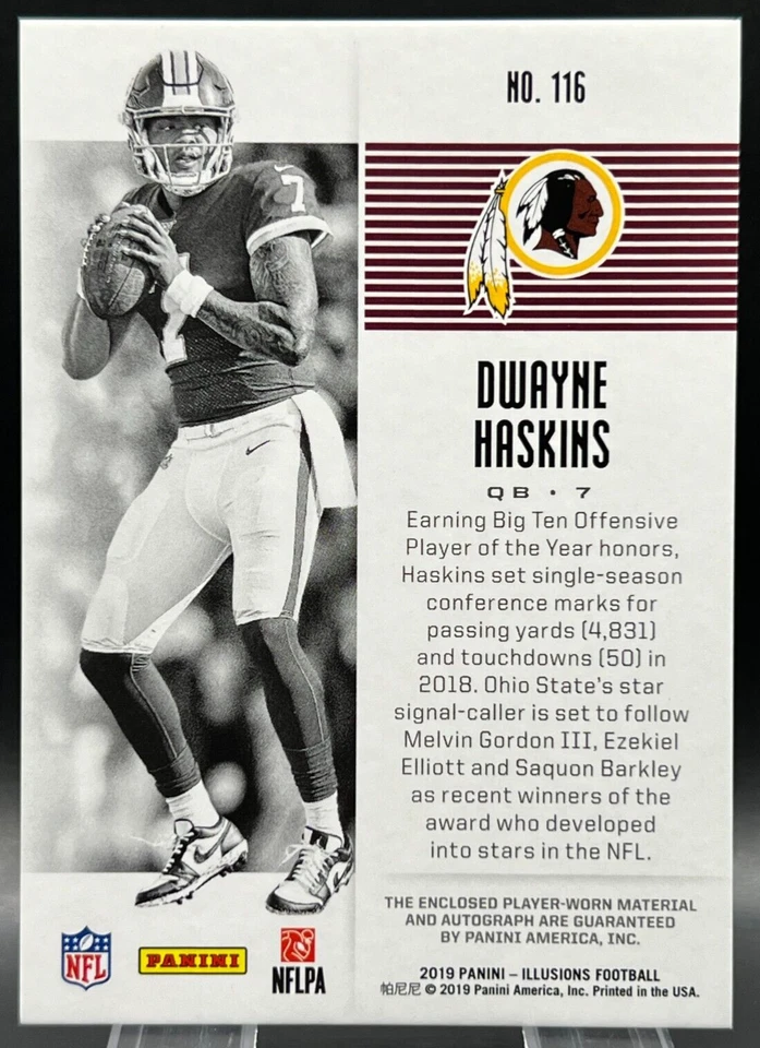 2019 Illusions First Impressions Dwayne Haskins 26/35 NM+ Redskins Patch Auto RC - Image 3 of 3