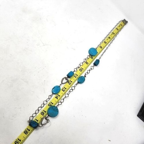 Sterling Silver Faux Turquoise Long Necklace 65 Grams - Picture 11 of 11